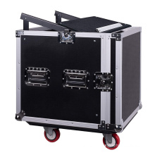 10U PA DJ Pro Audio Rack Road ATA Case with 13U Slant Mixer Top 23.5 inch Depth and Casters 10 Space Size